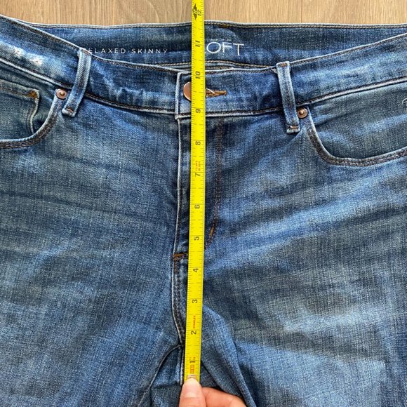 LOFT Blue Distressed "Relaxed Skinny" Jeans - Picture 7 of 14
